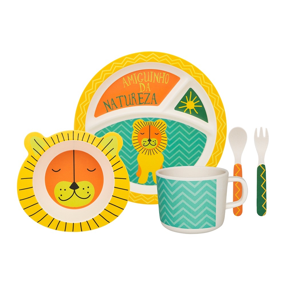 Conjunto Refeição Infantil Leãozinho 5 Peças