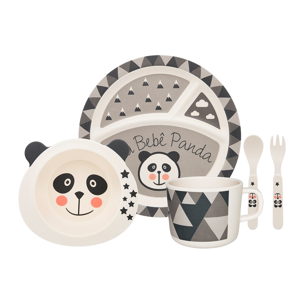 Conjunto Refeição Infantil Bebê Panda 5 Peças 